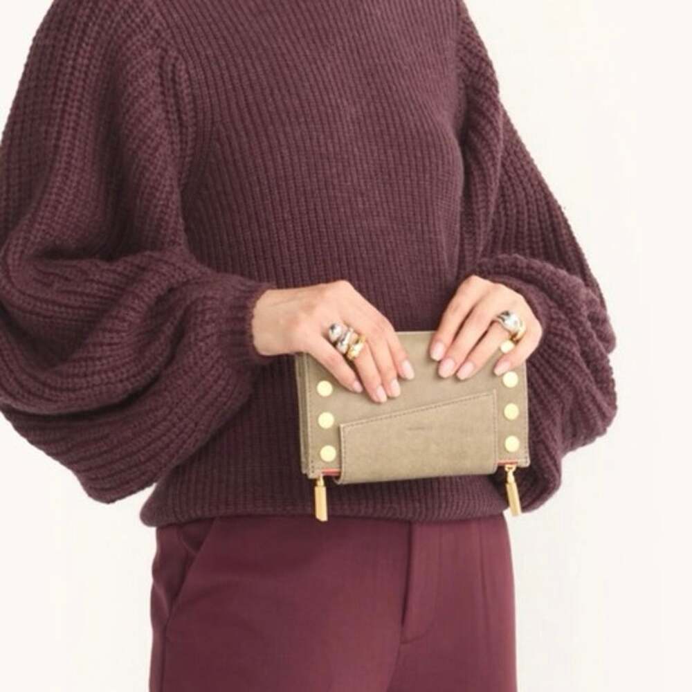 Hammitt Levy Pewter/Brushed Gold Red Zip